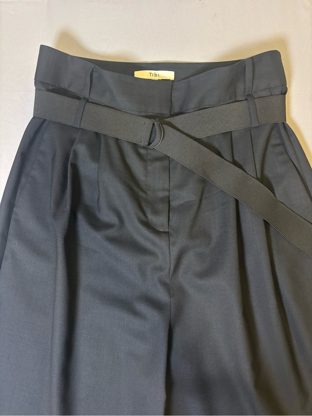 Tibi Wide Leg High Serge Pleated Paperback Belted Trousers in Black Size 6 - Picture 3 of 14